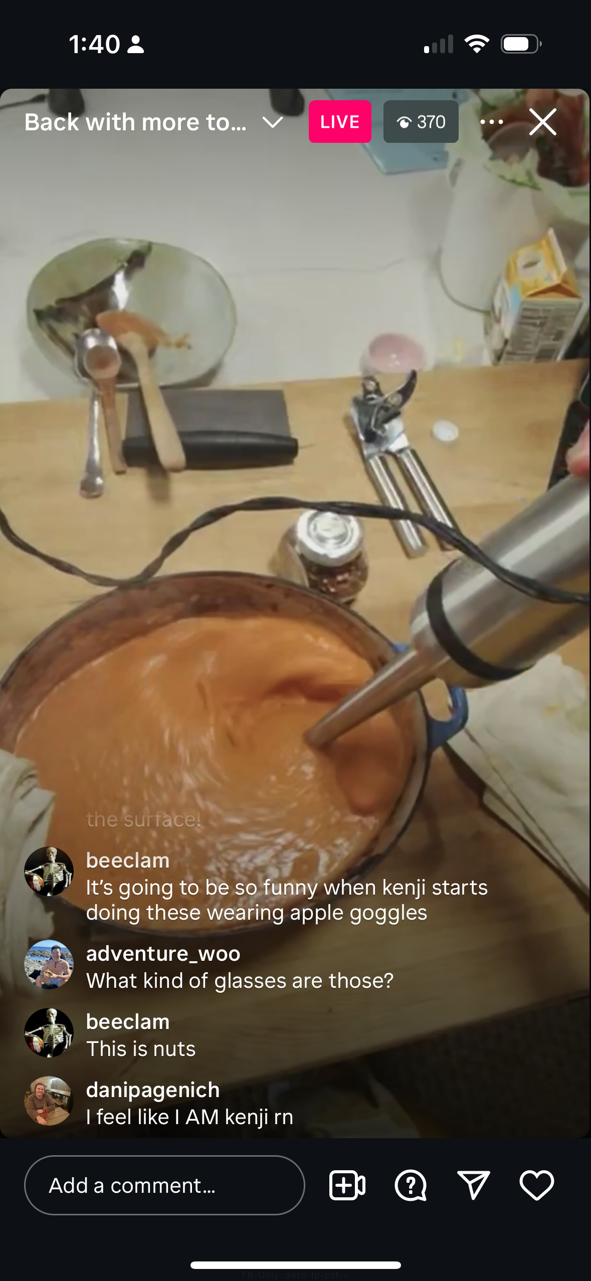 Live broadcast viewer on mobile, Ray-Ban Meta livestream.